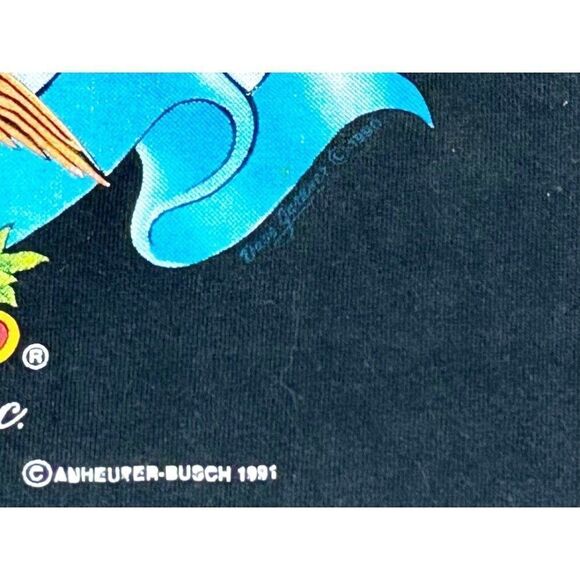 Vintage 1991 Anheuser Busch Beer T-Shirt Large Black Eagle Single Stitch - Picture 5 of 9